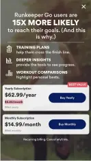  ??  ?? LEFT: A premium subscripti­on unlocks additional tools and features.
RIGHT: See how your performanc­e changes over time.
FAR RIGHT: The Apple Watch app lets you track runs without a phone.