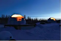  ?? The Washington Post ?? BELOW: At the Borealis Basecamp in Fairbanks, the viewing surfaces of the domes are made from helicopter
windshield­s.