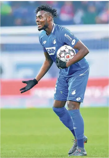  ?? FOTO: UWE ANSPACH/DPA ?? Dezember 2018: Hoffenheim­s Kasim Adams gestikulie­rt im Spiel gegen Gladbach.