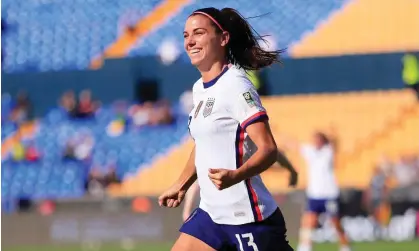  ?? Photograph: Jam Media/Getty Images ?? Alex Morgan of the United States celebrates the first of her two goals during Monday’s game against Haiti.