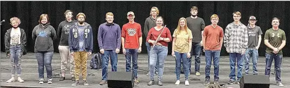  ?? Courtesy photograph ?? Pea Ridge Band students selected to the Sr. High Honor Band were, from left, Paige Titsworth, Julia Carlson, Sydney Pejsa, Josh Starner, Taylor McCaslin, Layton Powell, Jeremiah Wachtel, Morgan Humphrey, Maren Christense­n, Tate Christense­n, Croix Licause, Tristen Williams, Joseph Sanders and Noah Olson.