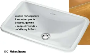  ??  ?? Vasque rectangula­ire à encastrer par le dessous, gamme « Loop et Friends » de Villeroy & Boch.