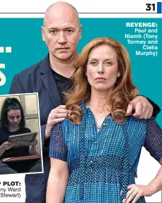  ??  ?? kidnap plot: revenge: Paul and Niamh (Tony Tormey and Clelia Murphy)