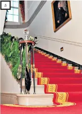  ??  ?? Grand Stairs: The main stairway connecting state and second floors is also used for ceremonial purposes