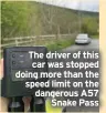  ?? ?? The driver of this car was stopped doing more than the speed limit on the dangerous A57 Snake Pass