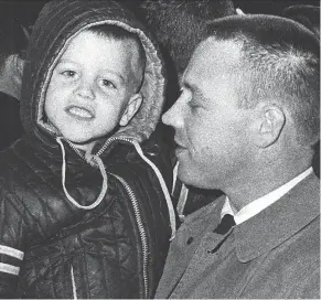  ??  ?? Ron Lancaster in the 1960s with his son Ron Jr. The legendary CFL duo have a special place in writer Rob Vanstone’s heart, especially now, a decade after the death of Roughrider­s icon Lancaster Sr.