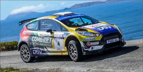  ??  ?? Josh Moffett and Andy Hayes in action at the Rally of the Lakes in Killarney.