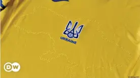  ??  ?? Ukraine's jersey features an outline of the country's borders including the Crimean Peninsula annexed by Russia in 2014