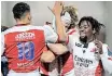  ?? ?? LIONS scrumhalf Sanele Nohamba, right, and half-back partner Gianni Lombard will require their pack to do the work up-front, if the Joburgers are to unleash their exciting backline against Ulster on Saturday.
| Backpagpix