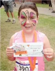  ??  ?? Mia Smart had a great day at the Walk for Prems Gippsland, taking home a medal and raffle prize.