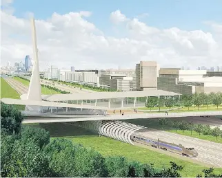  ?? IMAGE COURTESY OF TRANSPORT QUEBEC ?? The proposed Dalle Parc from the original 2010 rendering for the Turcot Interchang­e project has disappeare­d from plans, seemingly due to its $40-million price tag, writes Allison Hanes.