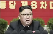  ?? Korean Central News Agency/Korea News Service via AP ?? At the ruling party congress in Pyongyang, North Korean, on Friday, North Korean leader Kim Jong Un threatened to expand his nuclear arsenal and develop more sophistica­ted weapons systems.