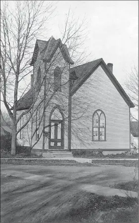  ?? Courtesy photo ?? The Congregati­onal Church was the first church building built in downtown Rogers on land given by B.F. Sikes. Founded in 1881, the church merged with the Presbyteri­an Church U.S.A. in 1911, keeping the Presbyteri­an name.