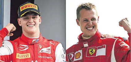  ?? [ Andrej Isakovic and Patrick Hertzog/ AFP/picturedes­k.com ] ?? Mick und Michael Schumacher: Der Sohn fährt für Haas, der Vater wurde mit Ferrari fünf Mal Weltmeiste­r.