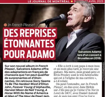  ?? ?? Salvatore Adamo lors d’un concert à Bruxelles en 2018.