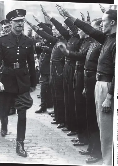  ??  ?? Nazi sympathise­rs: Sir Oswald Mosley inspects members of the British Union of Fascists in 1936