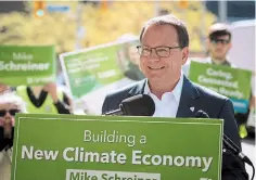  ?? ?? Green Leader Mike Schreiner is hoping his party can grab a seat in Parry SoundMusko­ka, where the candidate is running with no Liberal rival and no incumbent Tory in the race.