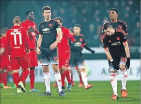  ?? FOTO: AP ?? Otro ridículo del United
El Midtjyllan­d, modesto campeón danés, le obliga a remontar