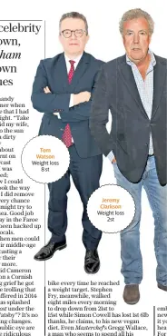  ??  ?? Tom Watson Weight loss 8 st Jeremy Clarkson Weight loss 2st