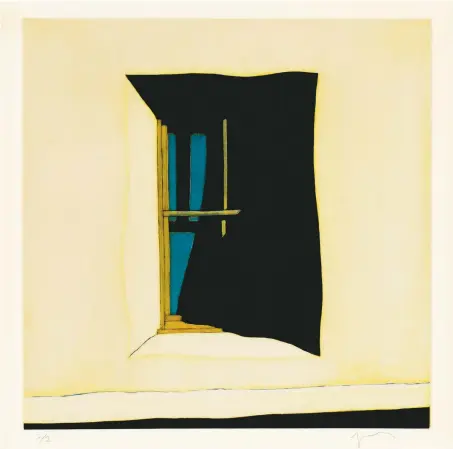  ??  ?? La sombra de la ventana hacia el oeste de la capilla de San Antonio de Chacon, 1998, aquatint etching; above right, Church, New Mexico, Polaroid