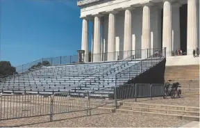  ?? WASHINGTON POST PHOTO ?? The stage and bleachers are in place for U.S. President Donald Trump’s July Fourth address on the steps of the Lincoln Memorial.