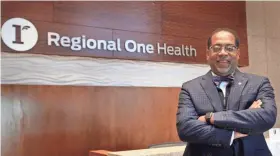  ?? NIKKI BOERTMAN, THE COMMERCIAL APPEAL ?? Dr. Reginald Coopwood, CEO of Regional One Health, in the lobby at their new East Campus on Quince.