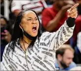  ?? Sarah Stier / Getty Images ?? South Carolina coach Dawn Staley will attempt to lead her program to its second national title on Sunday.