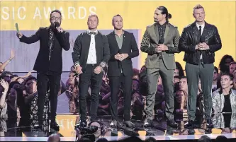  ?? CHRIS PIZZELLO THE ASSOCIATED PRESS ?? AJ McLean, left, Brian Littrell, Howie Dorough, Kevin Richardson and Nick Carter of the Backstreet Boys just announced a 2019 North American and European tour.