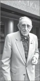  ?? Pat Eaton-Robb/AP ?? Attorney: Morton Katz poses outside Superior Court in Hartford, Conn. The 99-year-old attorney works as a special public defender and says he has no plans to retire.