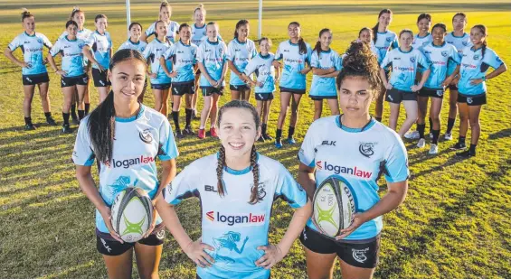  ?? Picture: JERAD WILLIAMS ?? Gold Coast sevens players will line up in Sydney this weekend, including Skyla Adams, 13, Leilani Ahsam, 12, and Grace Qaranivalu, 16.