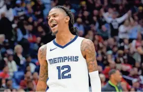  ?? MATTHEW HINTON/USA TODAY SPORTS ?? Memphis Grizzlies guard Ja Morant played for the Murray State from 2017-2019 and became an All-american before leaving after two seasons for the NBA Draft.