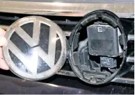  ??  ?? On newer cars, the specificat­ion is not always obvious unless a global diagnostic scan is performed. This distance radar sensor fitted to a four-year-old VW Passat is hidden from view behind the front badge.