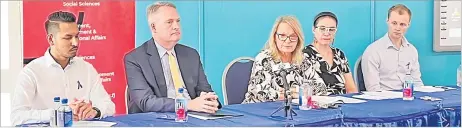  ?? Picture: EUROPEAN UNION IN THE PACIFIC. ?? Panellists from L-R, Aneet Kumar, Antone Greubel, Dr Erja Askola, Dr Sarina Theys and Isaac Greenwood.