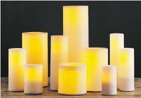  ?? RESTORATIO­N HARDWARE ?? Remote controlled flameless candles are available at Restoratio­n Hardware.