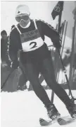  ?? MONTREAL STAR FILE ?? Canada’s Nancy Greene begins her run in the giant slalom to win Canada’s first gold of the 1968 Olympic Winter Games.