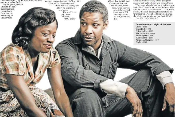  ??  ?? BREAKING BARRIERS: Viola Davis and Denzel Washington in costume for their roles in ‘Fences’ for which both are up for an Oscar at the Academy Awards tomorrow