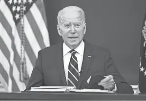  ?? ANDREW HARNIK/AP ?? President Joe Biden and Democrats have vowed to counteract a wave of new state laws that have made it harder to vote. But their efforts have stalled in the narrowly divided Senate.