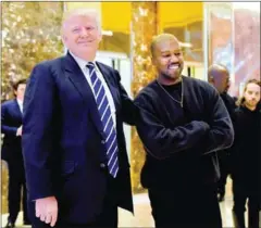  ?? AFP ?? US singer Kanye West (right) and then-president-elect Donald Trump speak with the press after their meetings at Trump Tower in New York in December 2016.