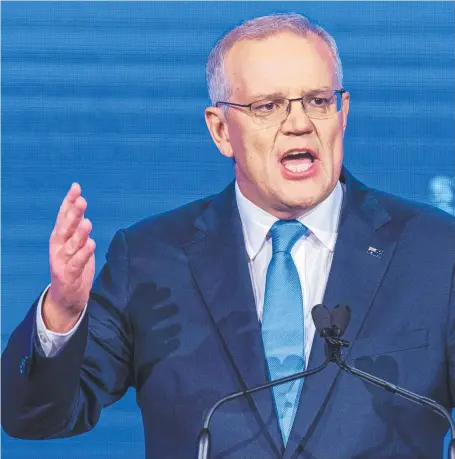  ?? ?? Prime Minister Scott Morrison at the Liberal Party campaign launch in Brisbane. Picture: Getty Images