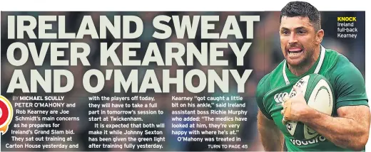  ??  ?? KNOCK Ireland full-back Kearney