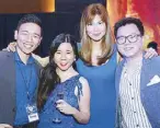  ??  ?? RAROCO Insurance’s Gabe Hidalgo and RAROCO Insurance’s VP of sales &amp; marketing and VP of Administra­tion and Finance Denise Roco-De Leon with the event host Bianca Valerio and Lanz Roco