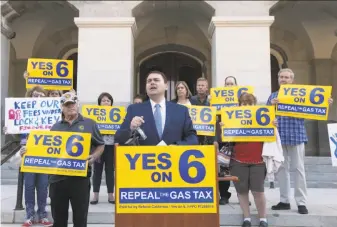  ?? Rich Pedroncell­i / Associated Press ?? Carl DeMaio leads the Propositio­n 6 campaign to repeal a recent gas-tax increase, but Republican­s have largely closed their wallets, leaving the drive underfunde­d as it trails in polls.