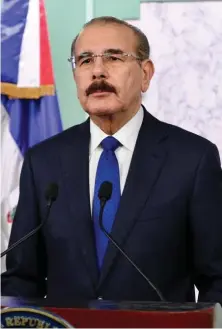  ?? FUENTE EXTERNA ?? Presidente Medina durante su discurso a la nación.