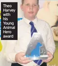  ??  ?? Theo Harvey with his Young Animal Hero award