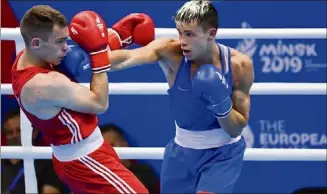  ?? (DR) ?? Hugo Micallef (en bleu) aux Jeux européens contre le Slovaque Thomas Zoldt, en juin dernier.