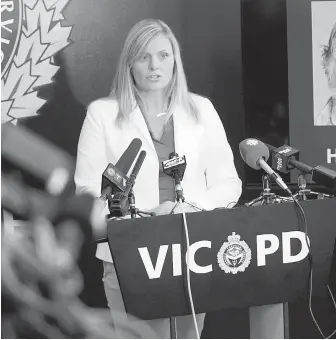  ??  ?? Victoria police Sgt. Kristi Ross of the Special Victims Unit: “I don’t know that there’s ever a way to make the justice system a positive experience.”