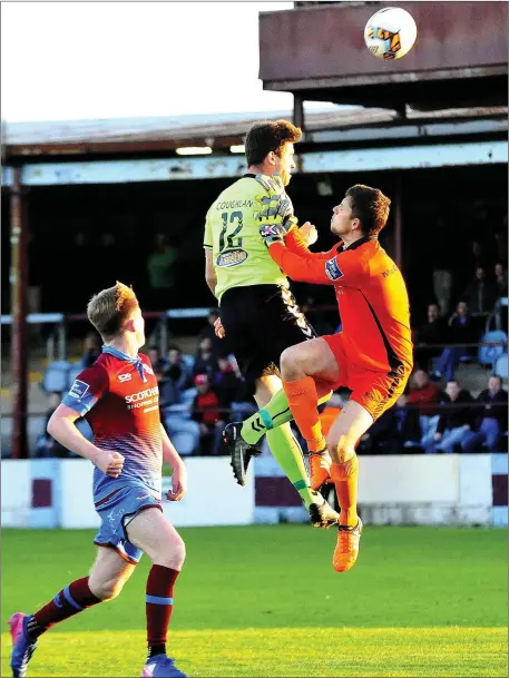  ??  ?? Limerick’s Garbhan Coughlan scores their second goal against Drogheda United.