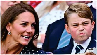  ?? ?? MAKING FACES: George and Kate watch the Centre Court final last Sunday