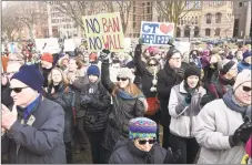  ?? Arnold Gold / Hearst Connecticu­t Media ?? Integrated Refugee & Immigrant Services and their supporters rally at the New Haven Green after the March for Refugees in February 2017 in response to President Donald Trump’s executive order concerning a temporary immigratio­n ban from seven...