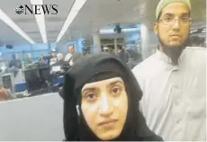  ??  ?? Tashfeen Malik, foreground, with her husband Syed Farook, attended a branch of the Al Huda Institute in her native Pakistan. The Canadian branch fears a backlash after the couple killed 14 people in California.